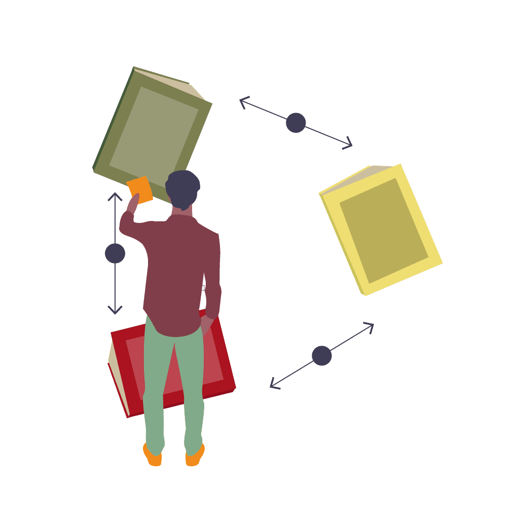 man assessing books