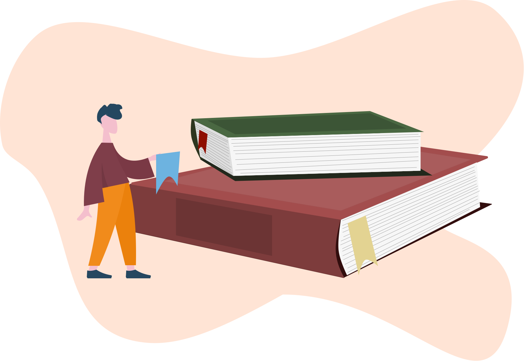 man handling books