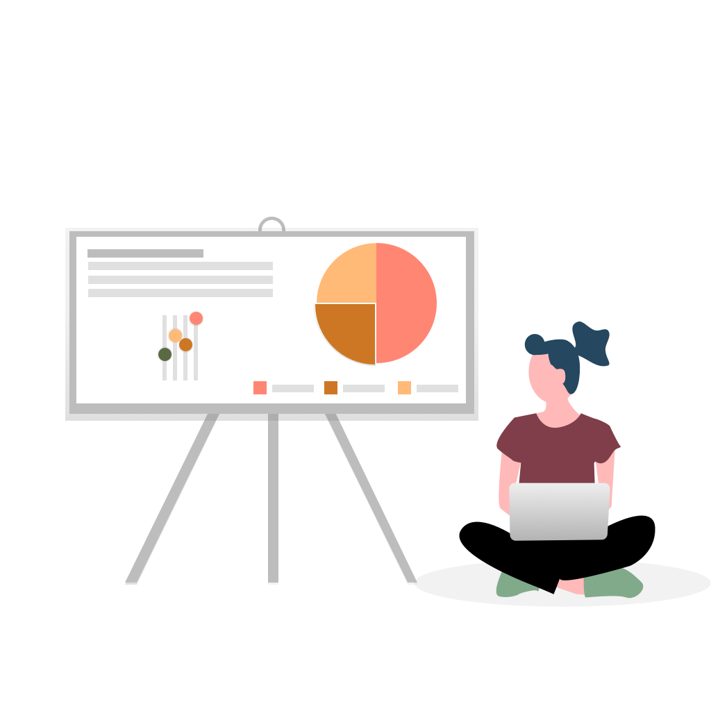 girl sitting with laptop and analyzing