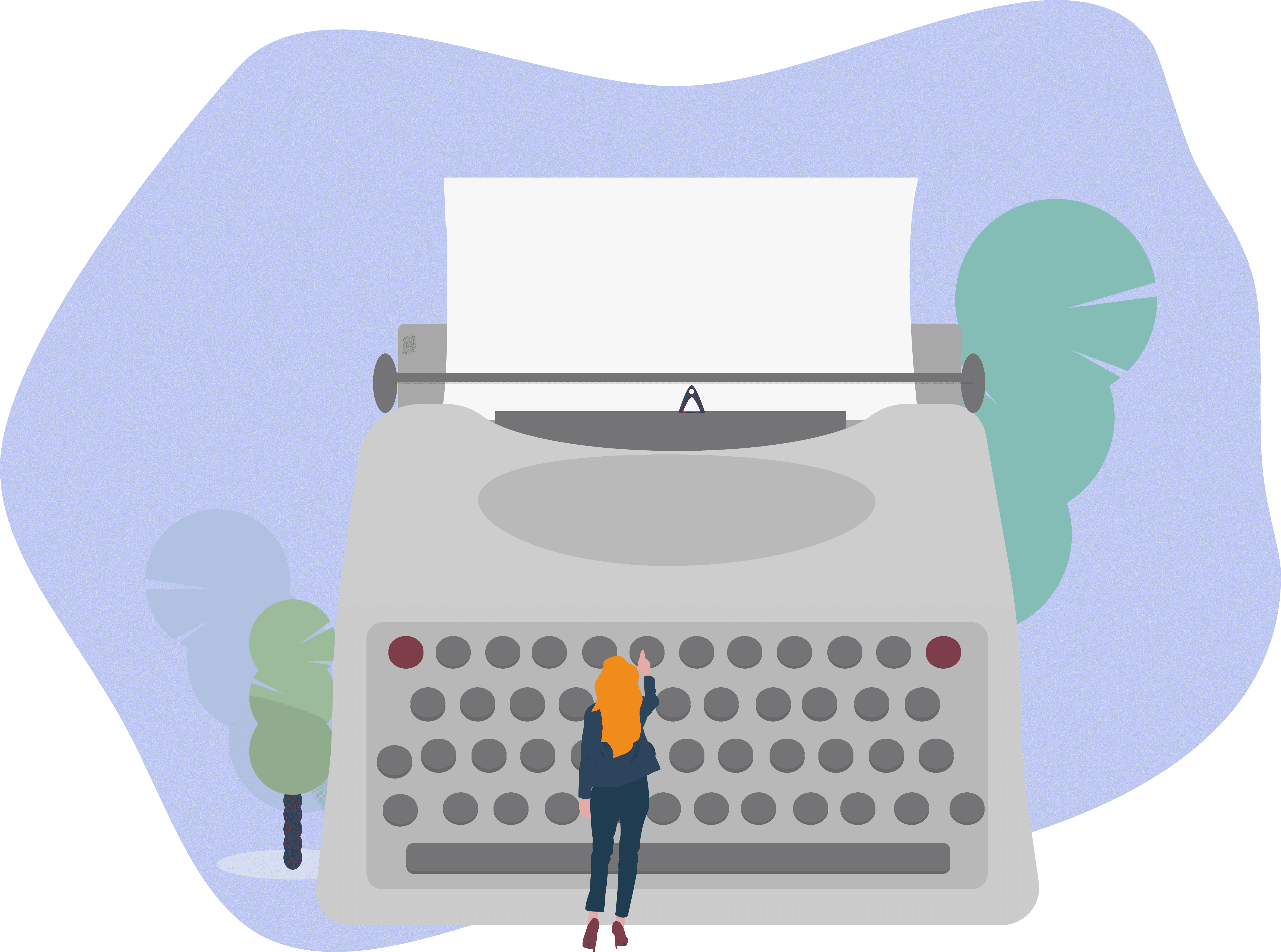 girl with typewritter