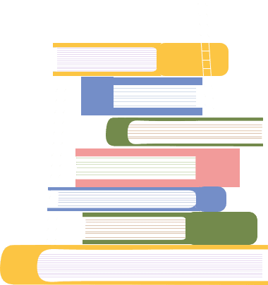 stacked books with ladder