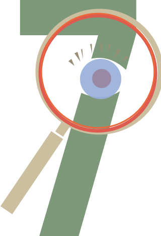 Number 7 with magnifying glass